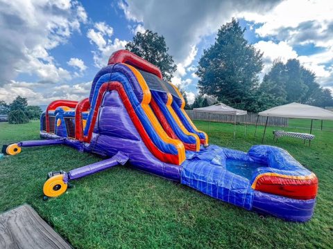 Blue Red Obstacle Course Waterslide rental